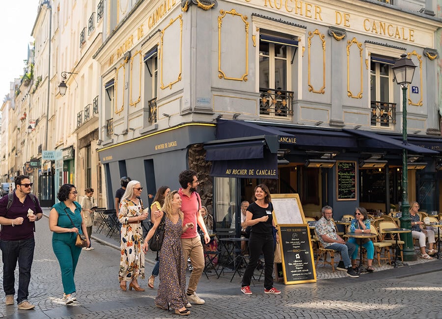 Following a guide on a French Gourmet Food Tour