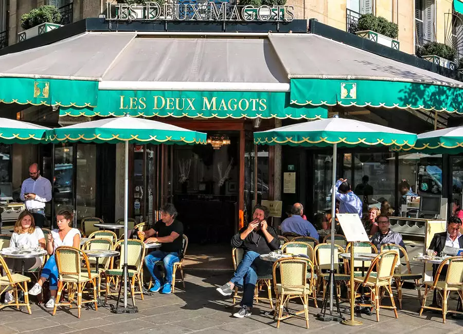 Sitting outside at a cafe on the St Germain tour
